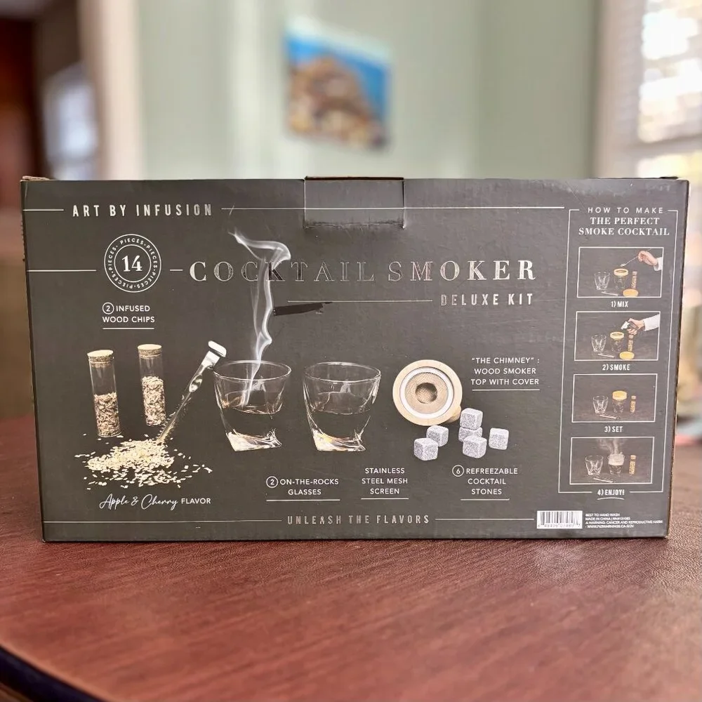 NWT Art by Infusion 14 Piece Cocktail Smoker Kit Gift Set 2 Glasses